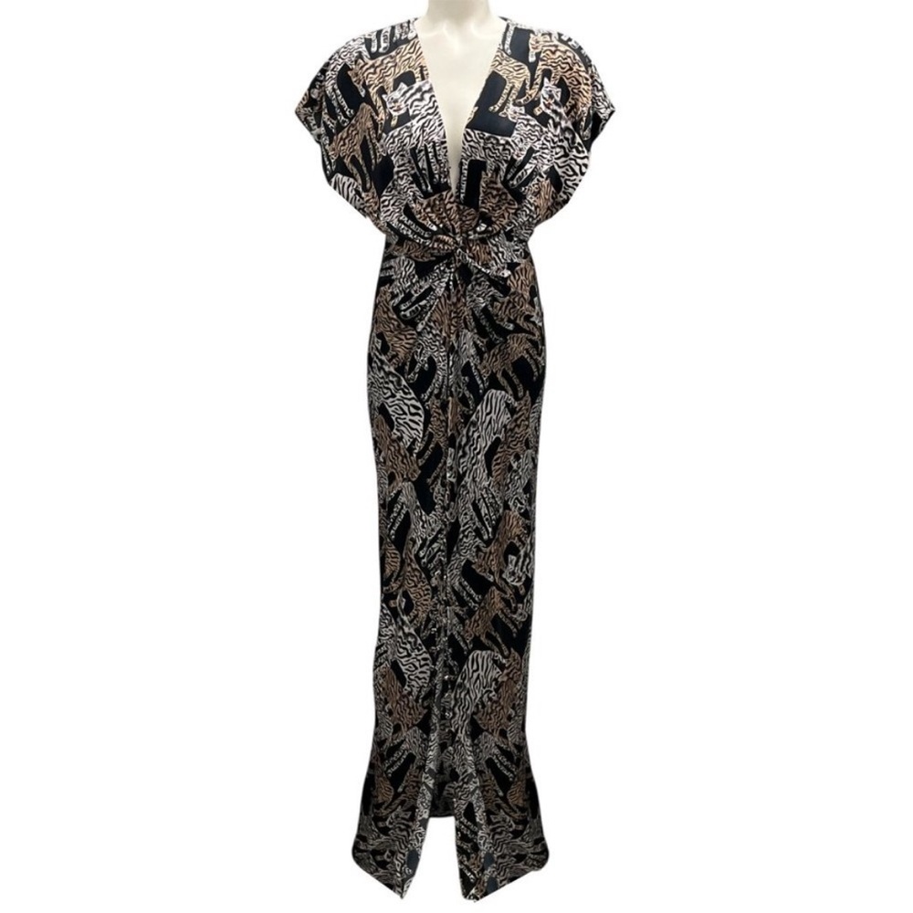 Prabal Gurung Black Multi Tiger Print
Silk Maxi Dress